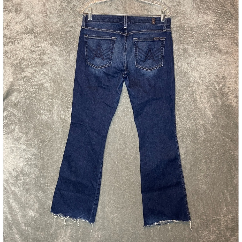 7 for all Mankind Women Classic Dark A Pocket Low Rise Bootcut Raw Hem Jean 28